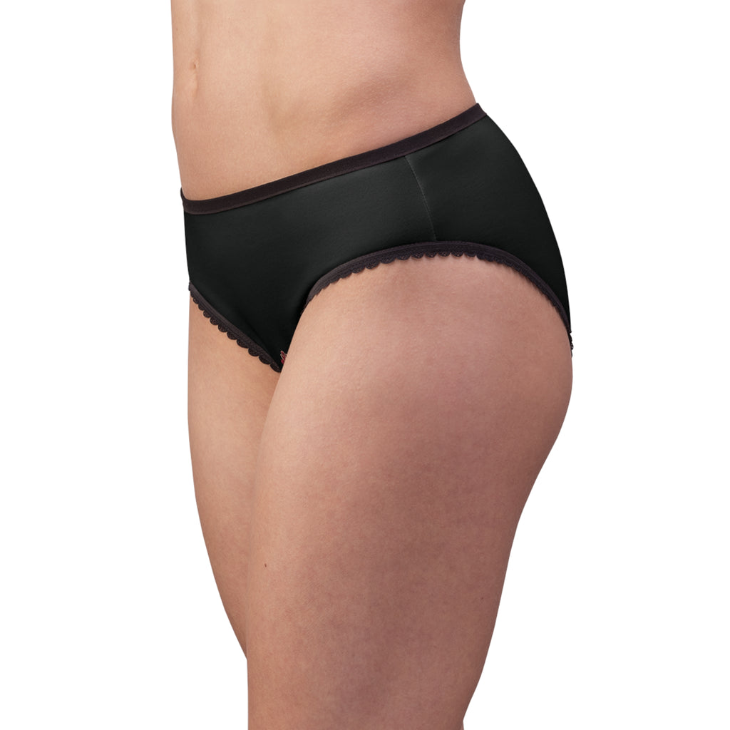 Black Lace-Trim Rose Women's Panties