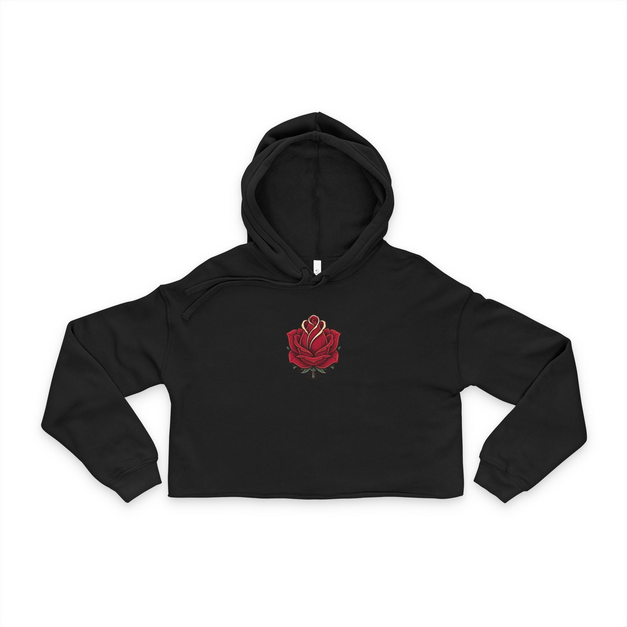 Red Rose Heart Cropped Hoodie