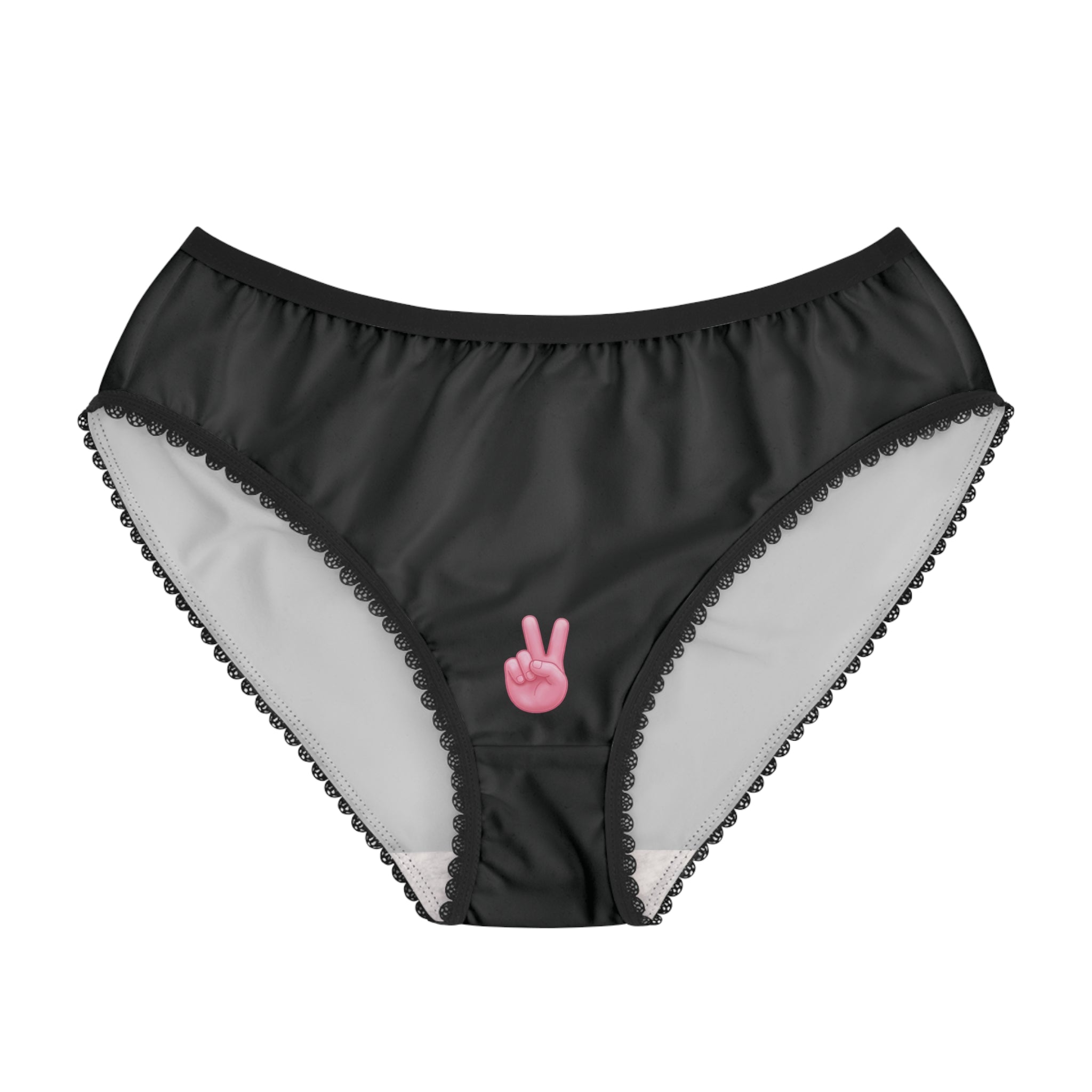 Black Lacy Panties with Two Fingers in the Front & One Thumb in the Back
