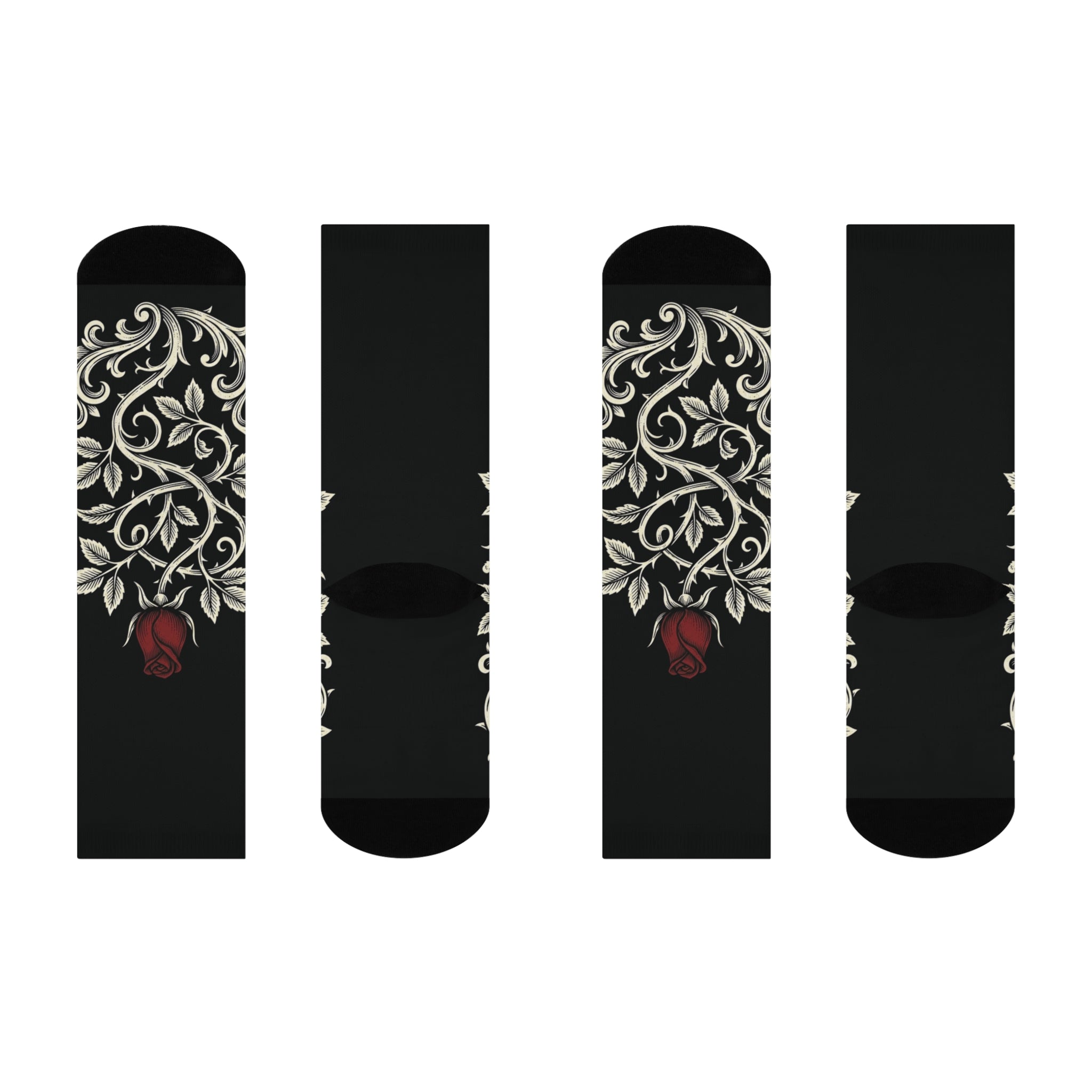 Red Rose Vine Cushioned Socks