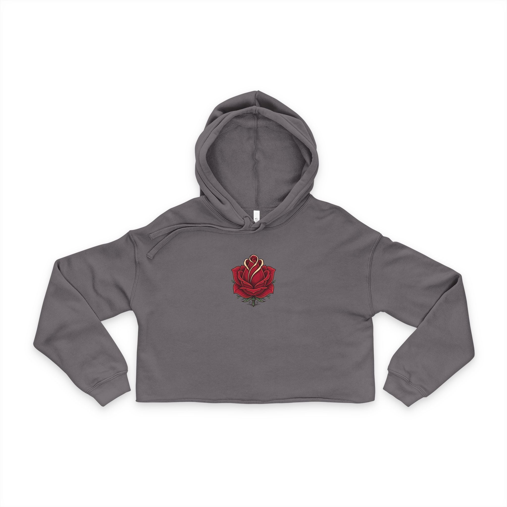 Red Rose Heart Cropped Hoodie