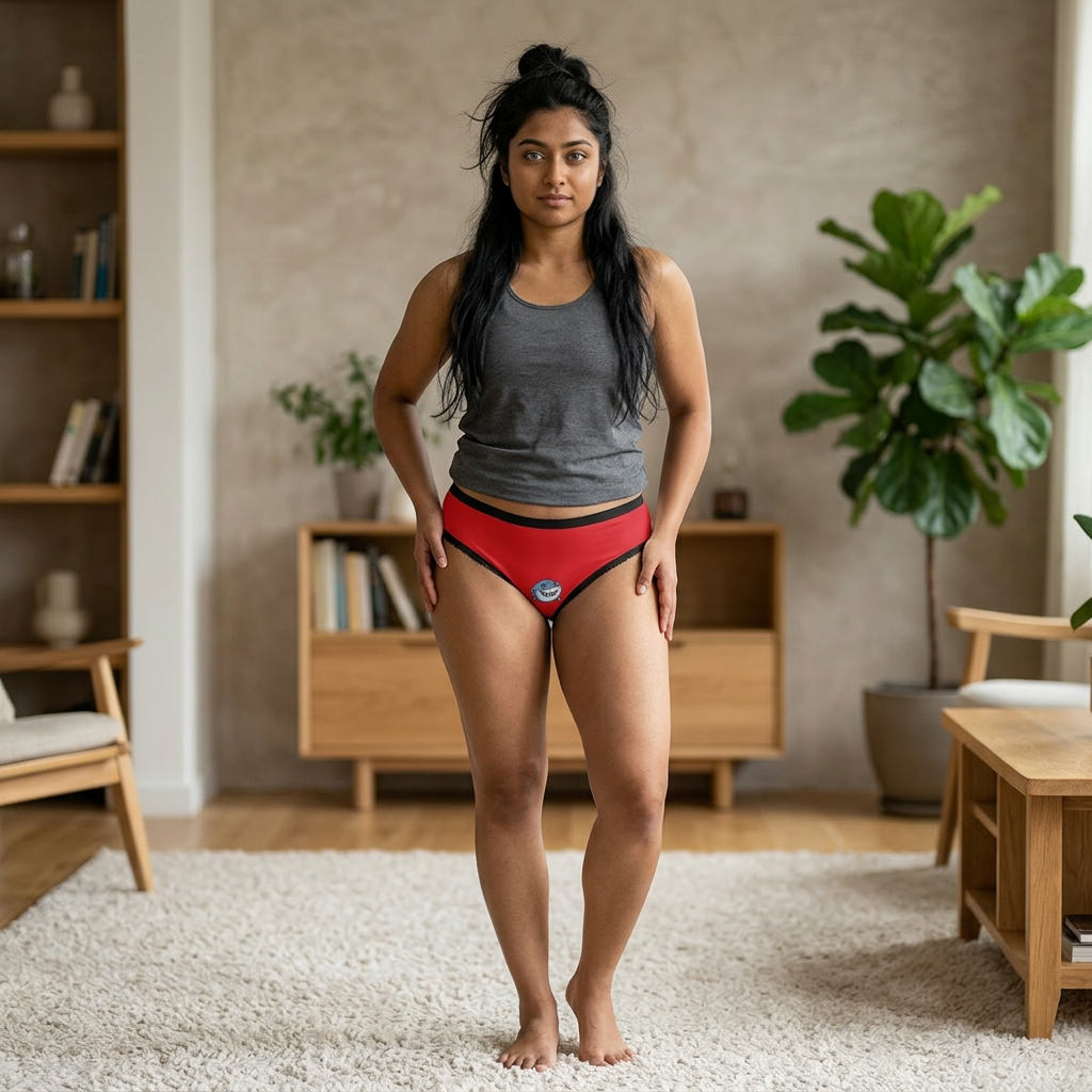 Cute Bloody Shark Red Lace-Trim Underwear