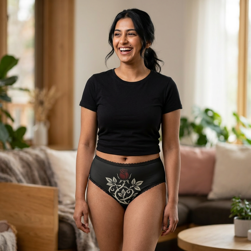 Noir Rose Filigree Print Panties