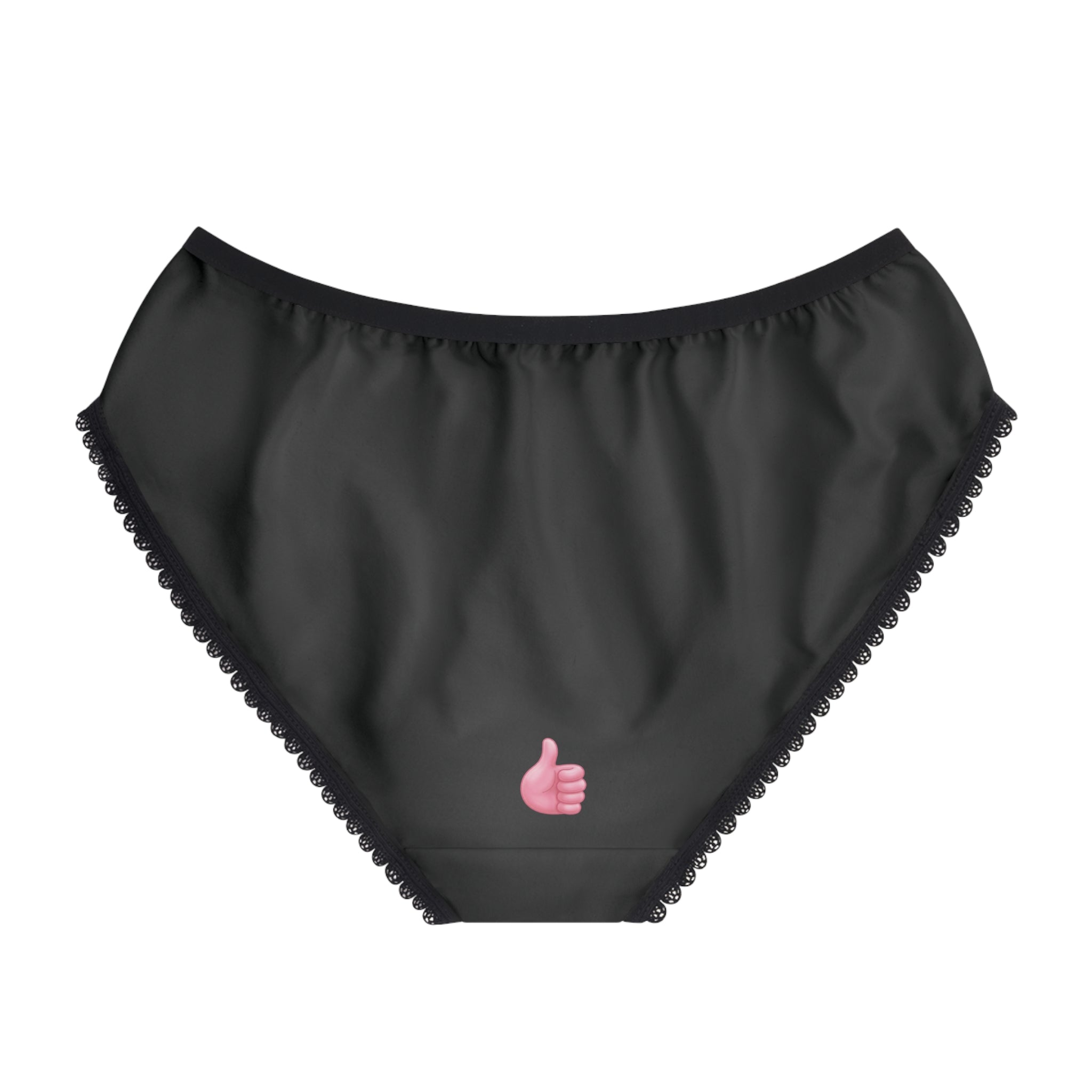 Black Lacy Panties with Two Fingers in the Front & One Thumb in the Back