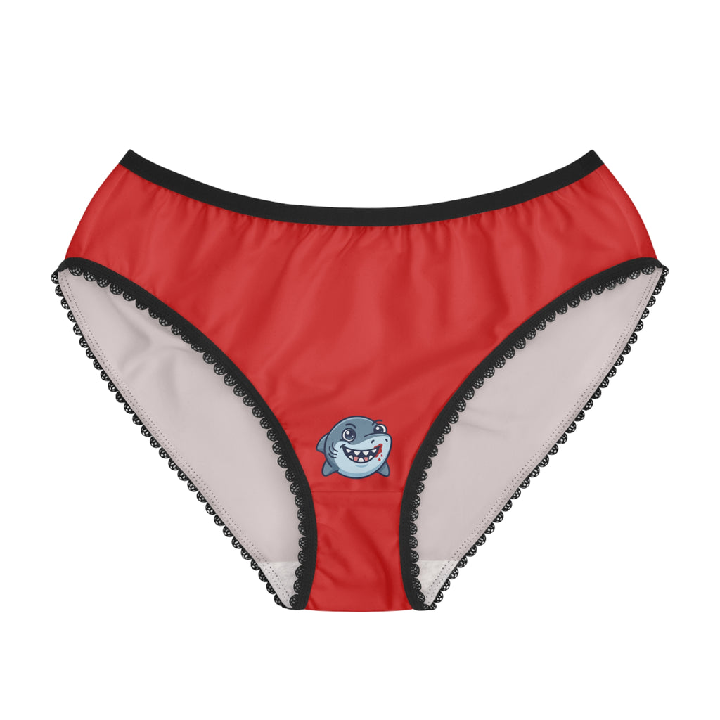 Cute Bloody Shark Red Lace-Trim Underwear