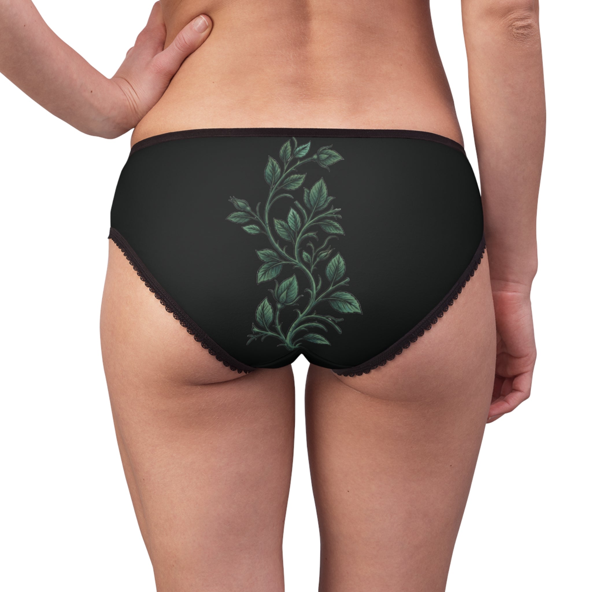 Black Lace-Trim Rose Women's Panties