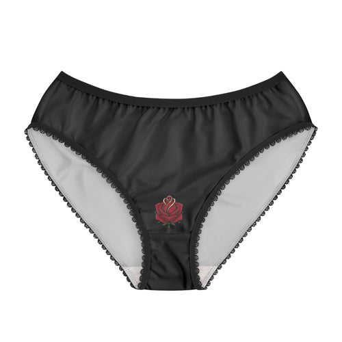 Black Lace-Trim Rose Women's Panties