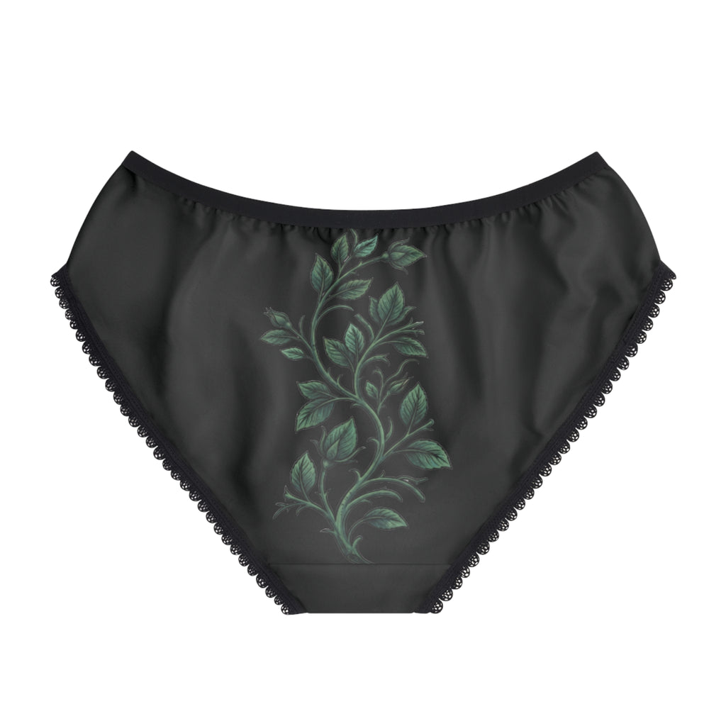 Black Lace-Trim Rose Women's Panties