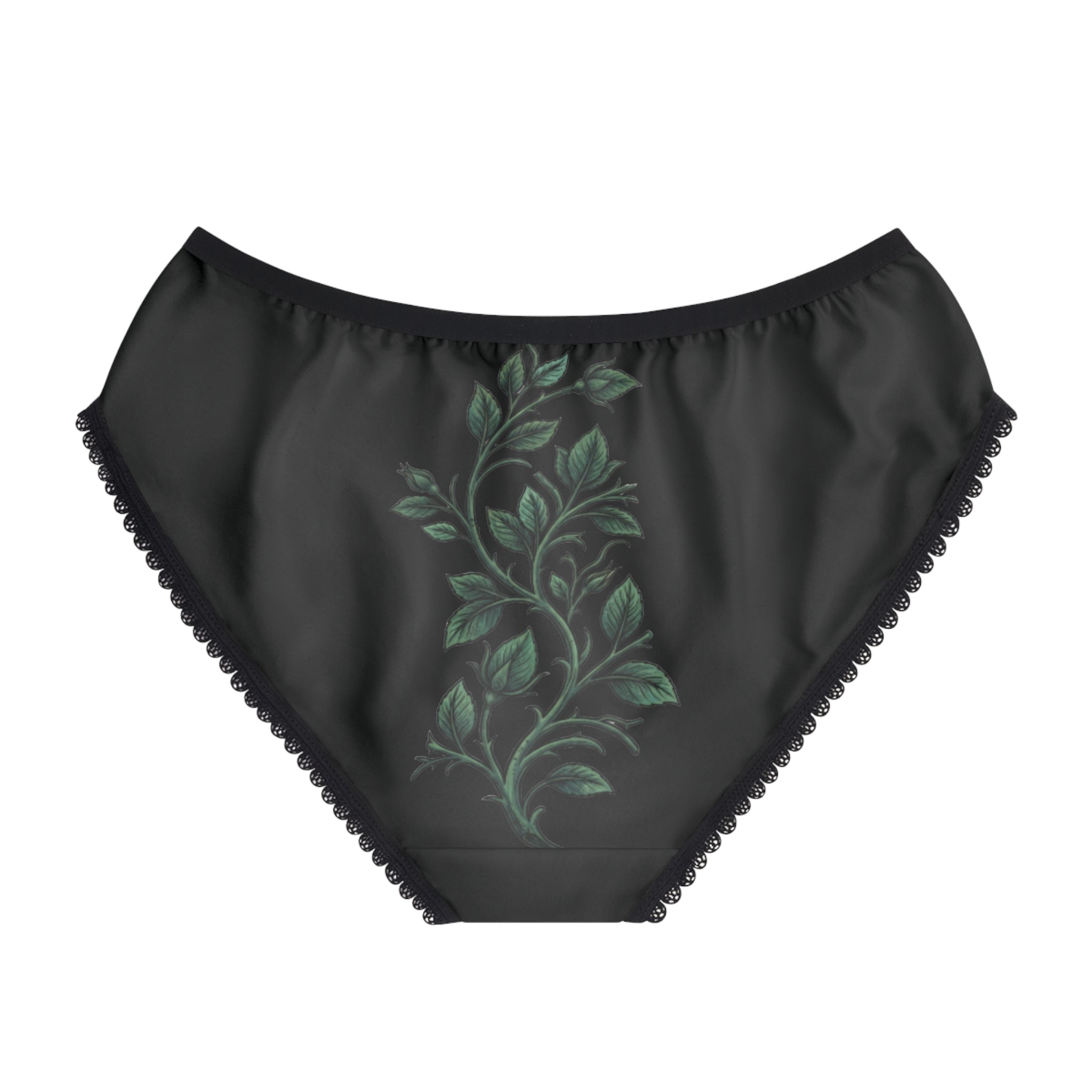 Black Lace-Trim Rose Women's Panties